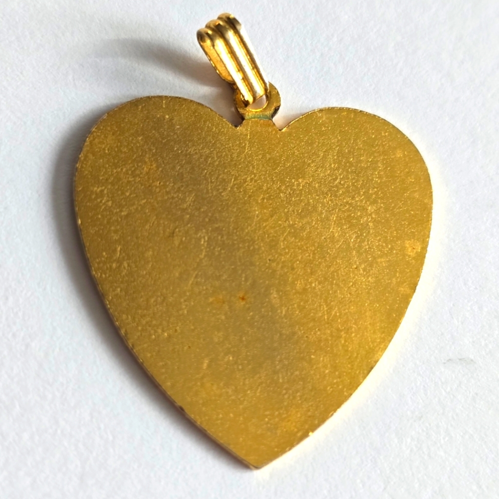 Vintage heart pendant Gold tone charm valentine's day love sweetheart